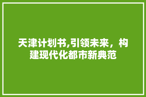 天津计划书,引领未来，构建现代化都市新典范