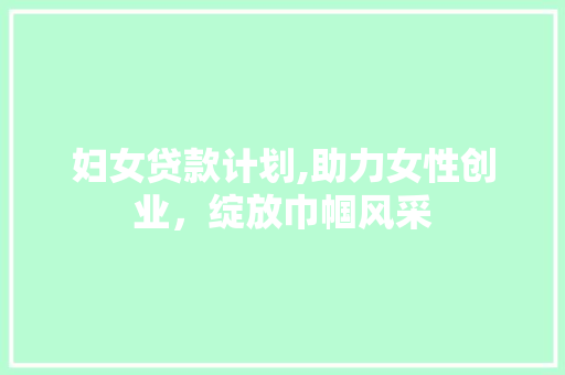 妇女贷款计划,助力女性创业，绽放巾帼风采