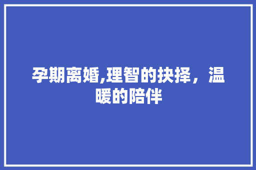 孕期离婚,理智的抉择，温暖的陪伴