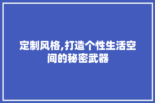 定制风格,打造个性生活空间的秘密武器
