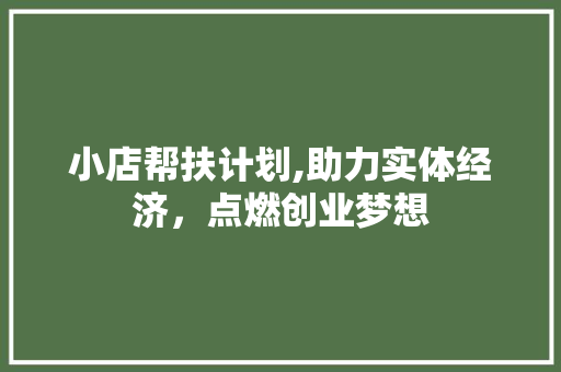小店帮扶计划,助力实体经济，点燃创业梦想