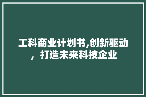 工科商业计划书,创新驱动，打造未来科技企业