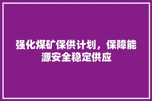 强化煤矿保供计划，保障能源安全稳定供应