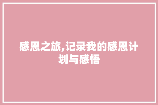 感恩之旅,记录我的感恩计划与感悟
