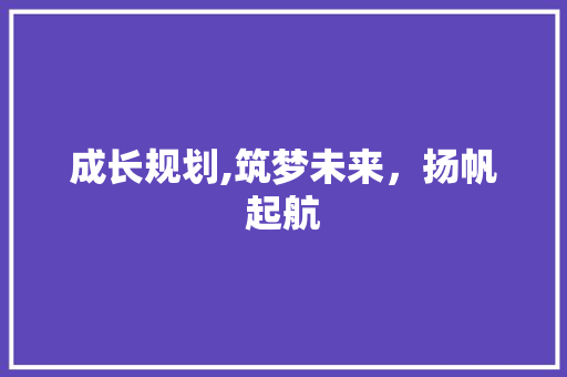 成长规划,筑梦未来，扬帆起航