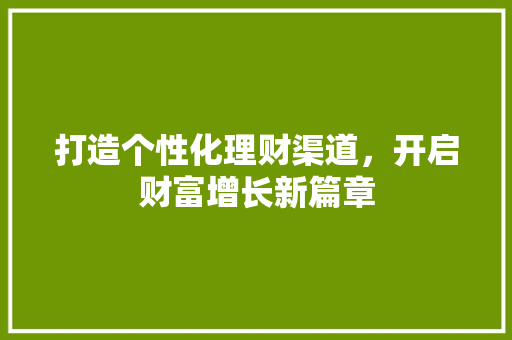 打造个性化理财渠道，开启财富增长新篇章