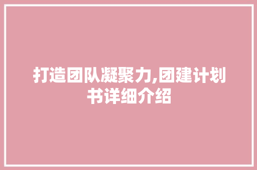 打造团队凝聚力,团建计划书详细介绍