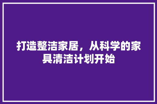 打造整洁家居，从科学的家具清洁计划开始