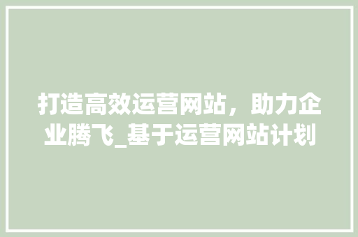 打造高效运营网站，助力企业腾飞_基于运营网站计划的步骤讨论