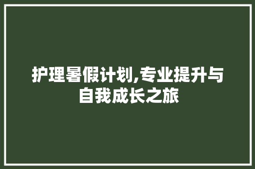 护理暑假计划,专业提升与自我成长之旅