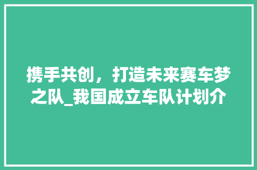 携手共创，打造未来赛车梦之队_我国成立车队计划介绍