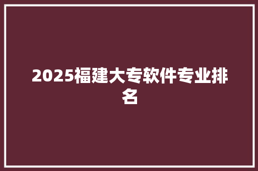 2025福建大专软件专业排名