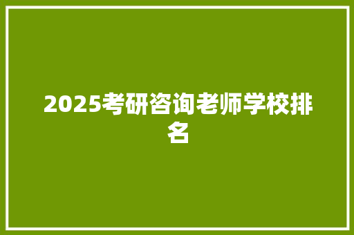 2025考研咨询老师学校排名 报告写作