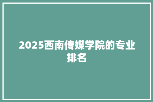 2025西南传媒学院的专业排名