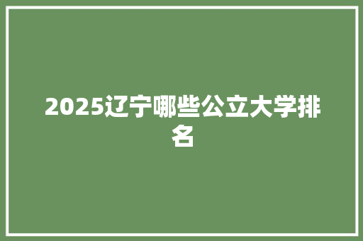 2025辽宁哪些公立大学排名