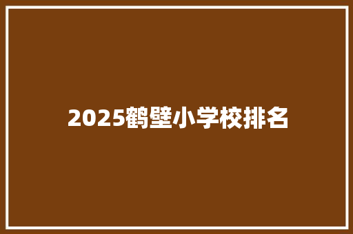 2025鹤壁小学校排名