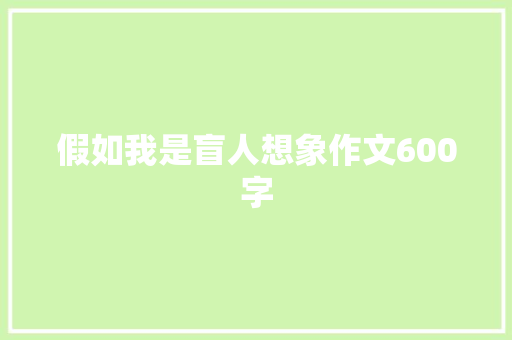 假如我是盲人想象作文600字 简历模板