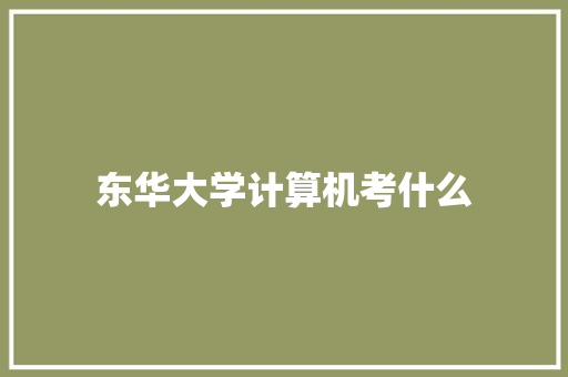 东华大学计算机考什么