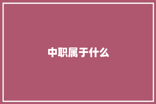 中职属于什么