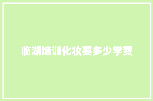 临湖培训化妆要多少学费