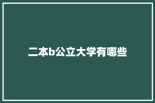 二本b公立大学有哪些