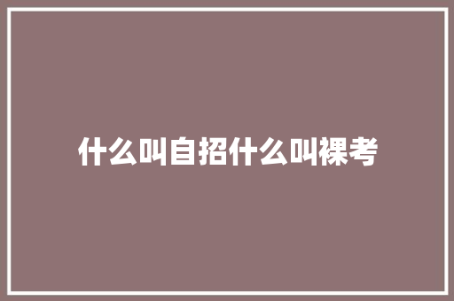 什么叫自招什么叫裸考
