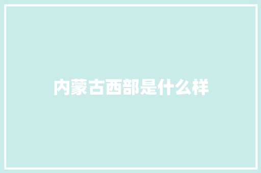 内蒙古西部是什么样