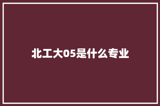 北工大05是什么专业