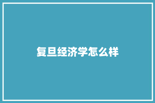 复旦经济学怎么样