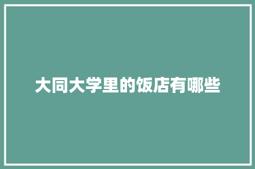 大同大学里的饭店有哪些