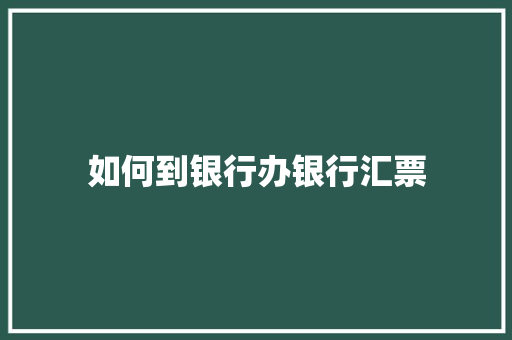 如何到银行办银行汇票