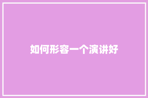 如何形容一个演讲好