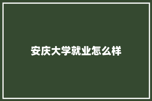 安庆大学就业怎么样 报告写作