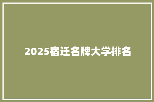 2025宿迁名牌大学排名
