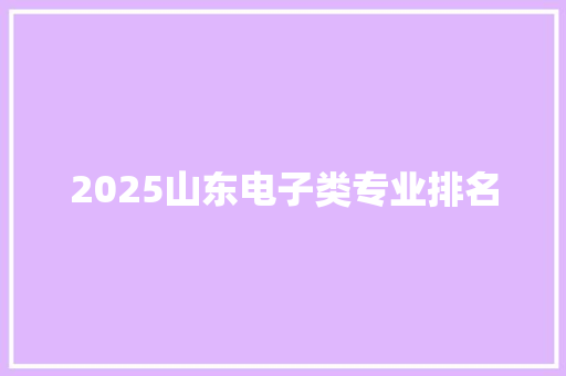 2025山东电子类专业排名