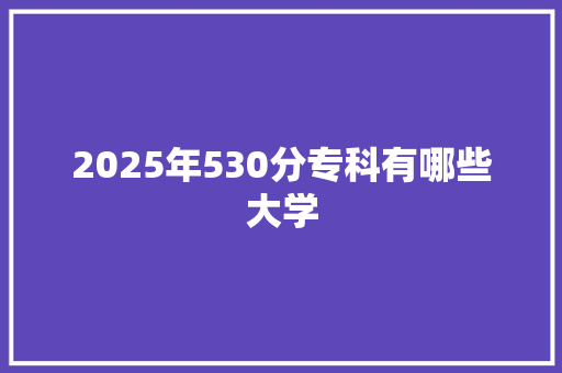 2025年530分专科有哪些大学