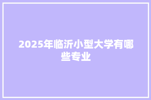 2025年临沂小型大学有哪些专业