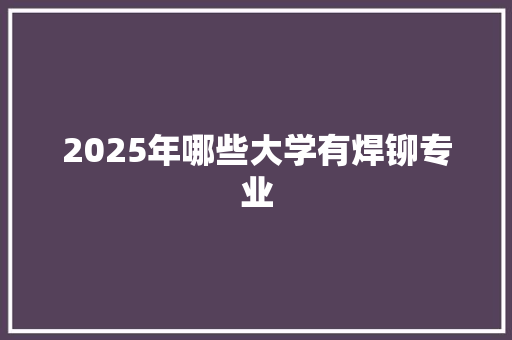 2025年哪些大学有焊铆专业