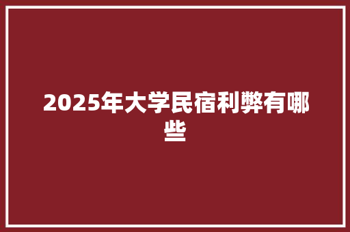 2025年大学民宿利弊有哪些