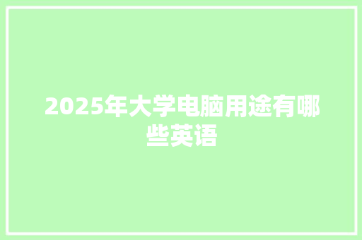 2025年大学电脑用途有哪些英语