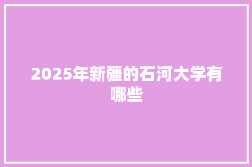 2025年新疆的石河大学有哪些