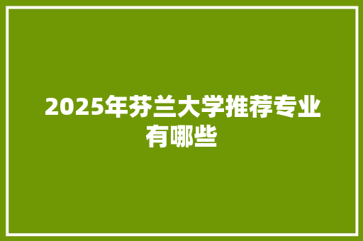 2025年芬兰大学推荐专业有哪些