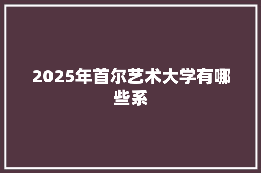 2025年首尔艺术大学有哪些系