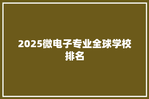 2025微电子专业全球学校排名 范文赏析