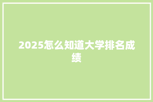 2025怎么知道大学排名成绩