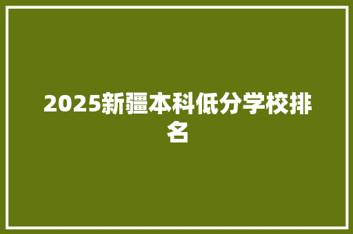 2025新疆本科低分学校排名