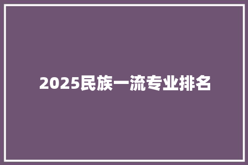 2025民族一流专业排名