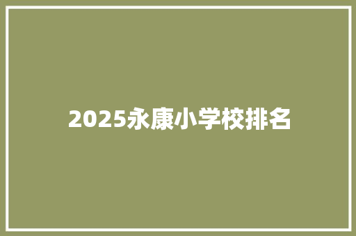 2025永康小学校排名