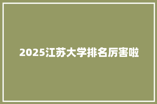 2025江苏大学排名厉害啦