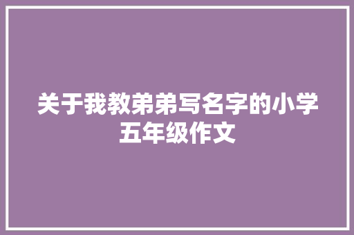 关于我教弟弟写名字的小学五年级作文 范文赏析